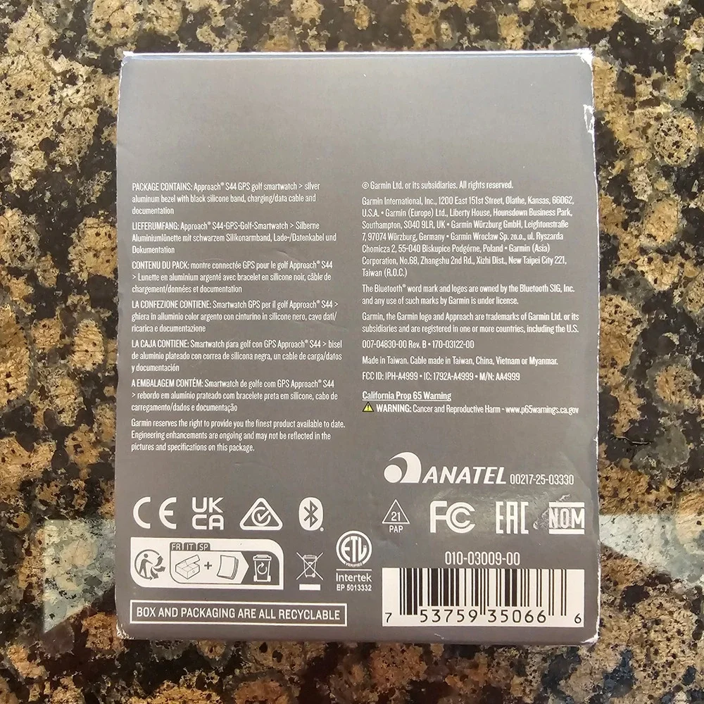 New! Garmin Approach S44 GPS Golf Course Smartwatch 1.2